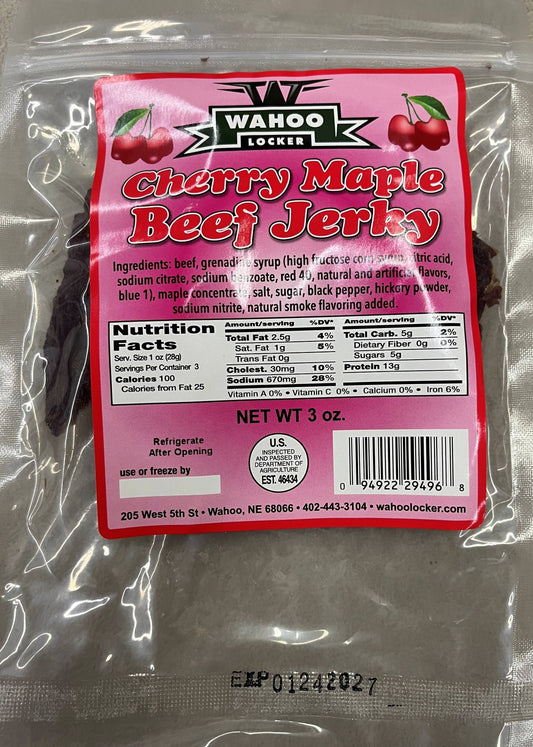 Wahoo Locker Cherry Maple Beef Jerky 3 oz